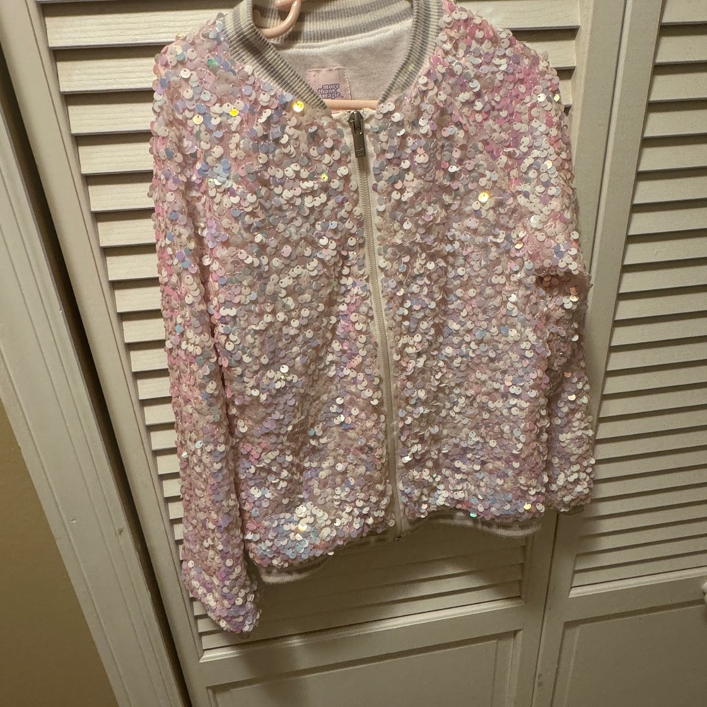 Pretty pink/ white sequin coat slightly used